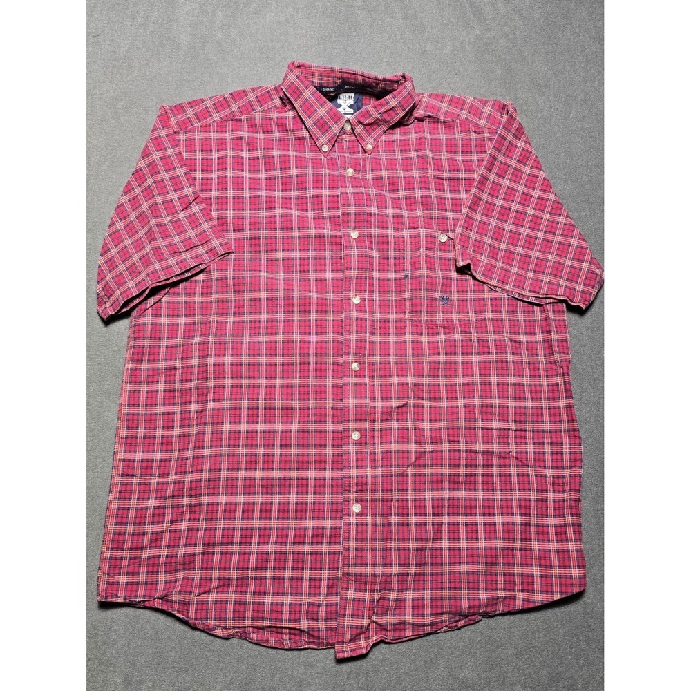 Twenty X Mens Red Plaid Short Sleeve Button Up Casual Shirt Size‎ XL Cowboy